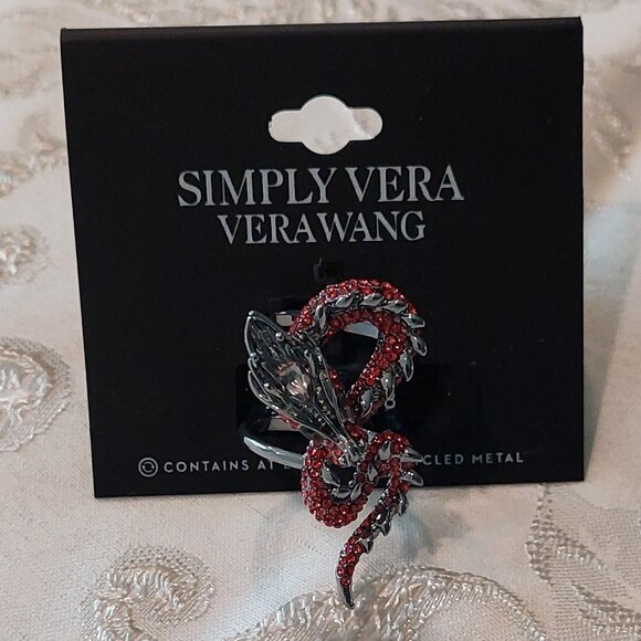 Simply Vera Wang Silver & Red Rhinestone Snake Necklace, Earrings & Ring - Picture 2 of 14